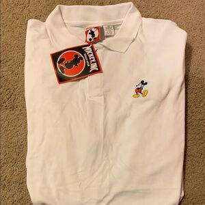 NWT Disney Mickey Polo Golf Shirt Mens Size XL White Cotton